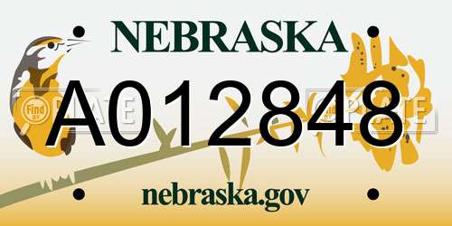 A012848 Nebraska License Plate