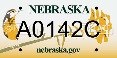 A0142C Nebraska License Plate