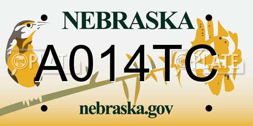 A014TC Nebraska License Plate