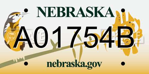 A01754B Nebraska License Plate