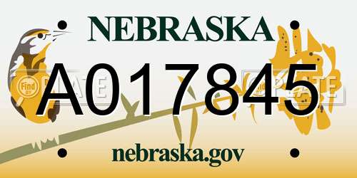 A017845 Nebraska License Plate