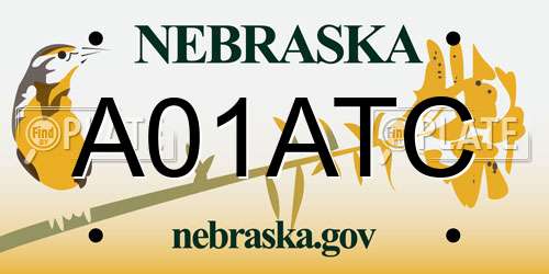 A01ATC Nebraska License Plate