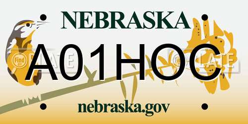 A01HOC Nebraska License Plate