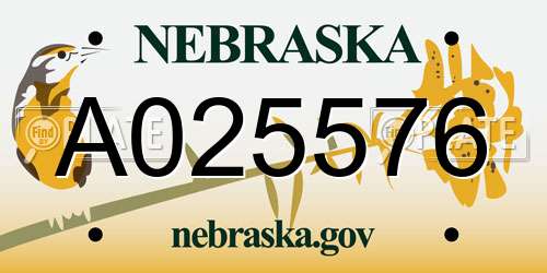 A025576 Nebraska License Plate