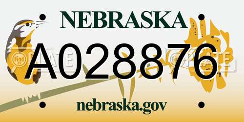 A028876 Nebraska License Plate