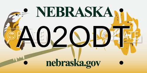 A02ODT Nebraska License Plate