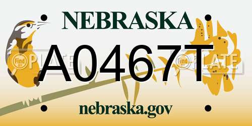 A0467T Nebraska License Plate