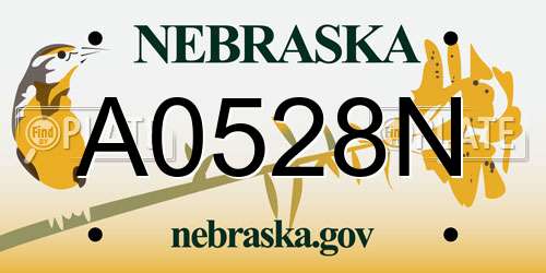 A0528N Nebraska License Plate