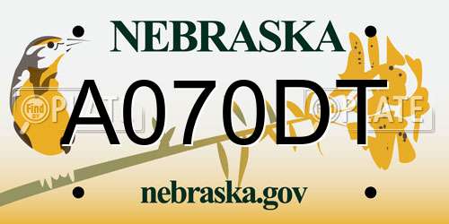 A070DT Nebraska License Plate