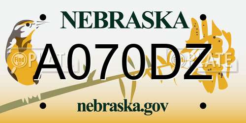 A070DZ Nebraska License Plate