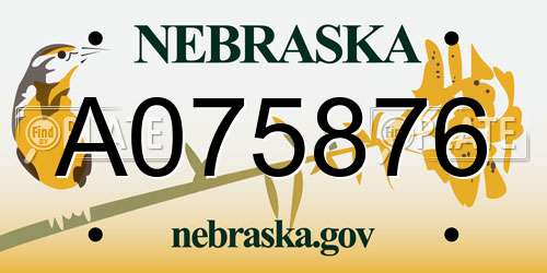 A075876 Nebraska License Plate