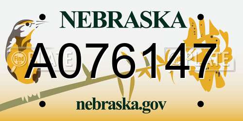 A076147 Nebraska License Plate