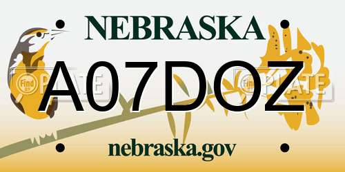 A07DOZ Nebraska License Plate