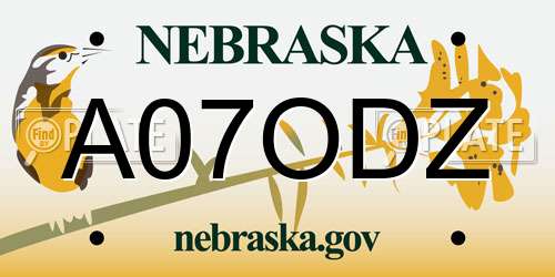 A07ODZ Nebraska License Plate