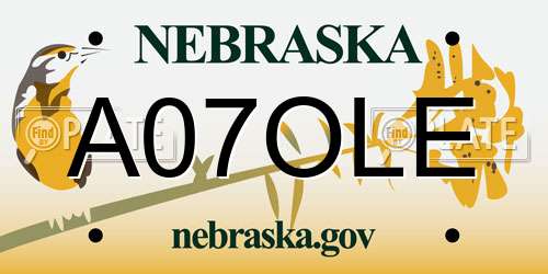 A07OLE Nebraska License Plate
