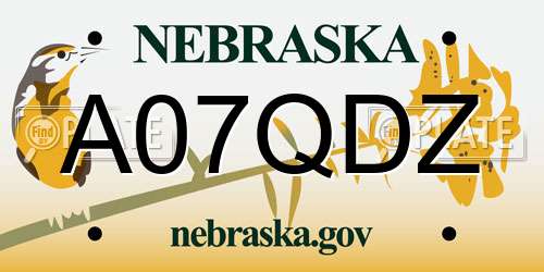 A07QDZ Nebraska License Plate
