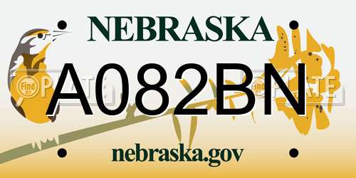 A082BN Nebraska License Plate