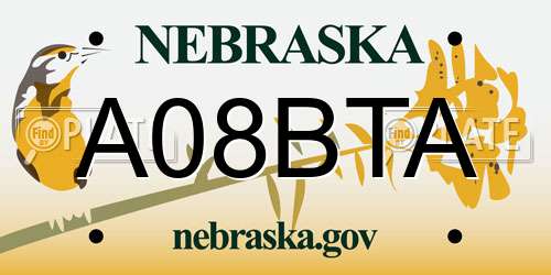 A08BTA Nebraska License Plate