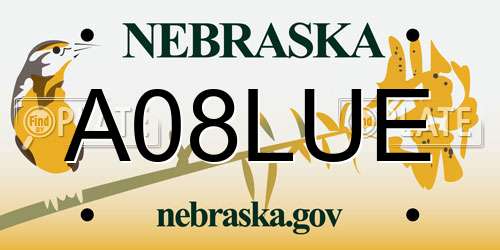A08LUE Nebraska License Plate