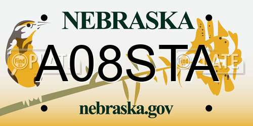 A08STA Nebraska License Plate