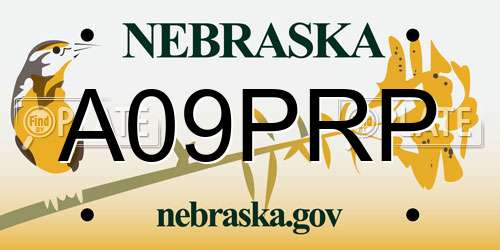 A09PRP Nebraska License Plate