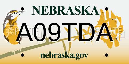 A09TDA Nebraska License Plate