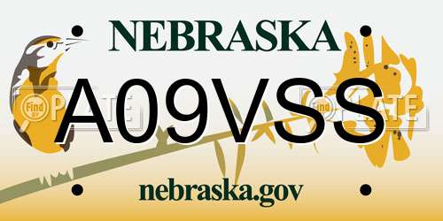 A09VSS Nebraska License Plate