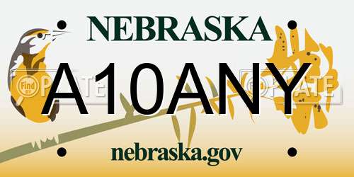 A10ANY Nebraska License Plate
