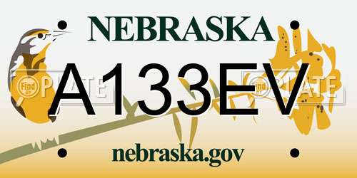 A133EV Nebraska License Plate
