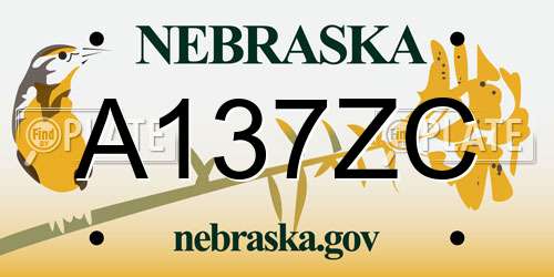 A137ZC Nebraska License Plate