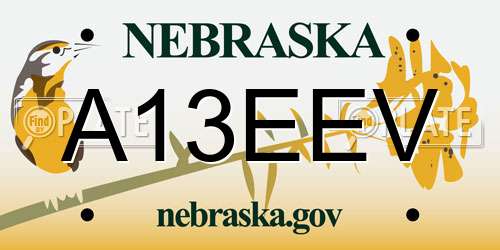 A13EEV Nebraska License Plate