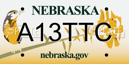 A13TTC Nebraska License Plate