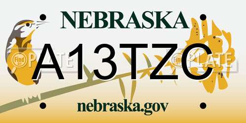 A13TZC Nebraska License Plate