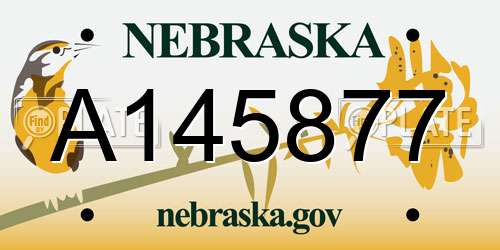 A145877 Nebraska License Plate