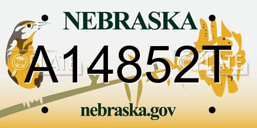 A14852T Nebraska License Plate