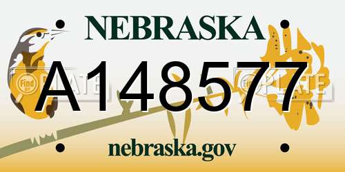 A148577 Nebraska License Plate