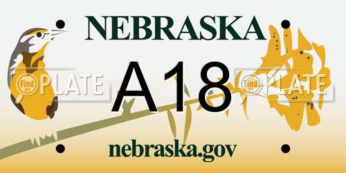 A18 Nebraska License Plate