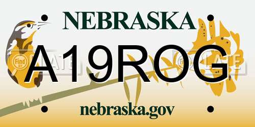 A19ROG Nebraska License Plate