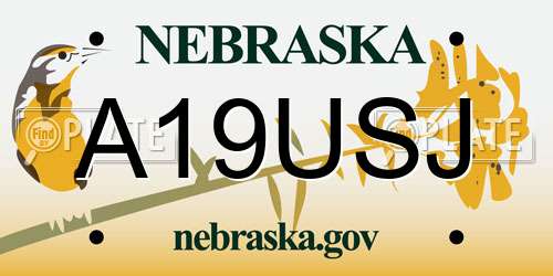 A19USJ Nebraska License Plate