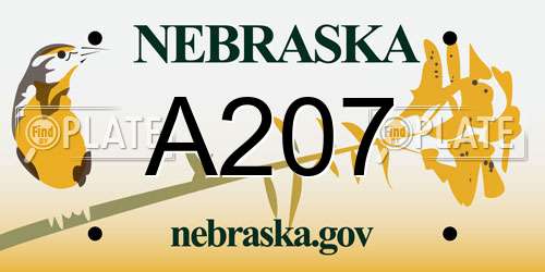 A207 Nebraska License Plate
