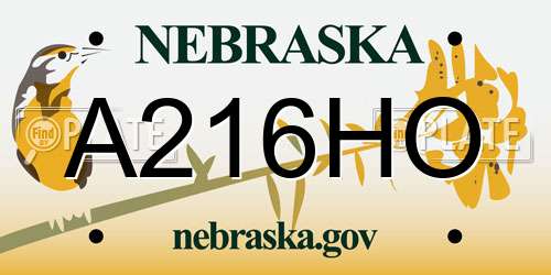 A216HO Nebraska License Plate