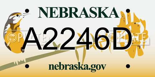 A2246D Nebraska License Plate