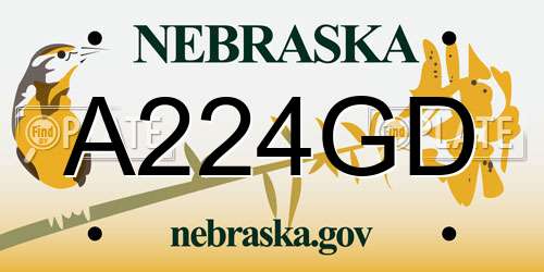 A224GD Nebraska License Plate