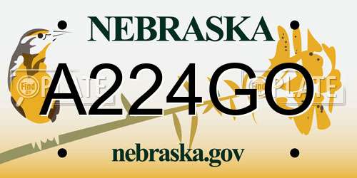 A224GO Nebraska License Plate