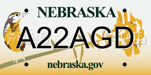 A22AGD Nebraska License Plate