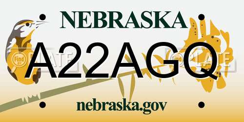 A22AGQ Nebraska License Plate