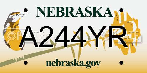 A244YR Nebraska License Plate