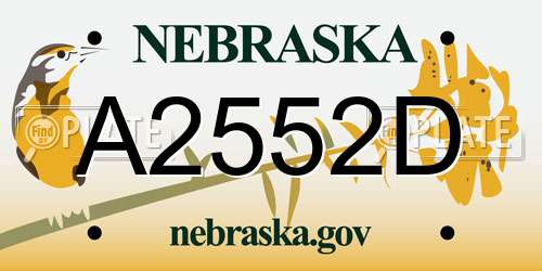 A2552D Nebraska License Plate