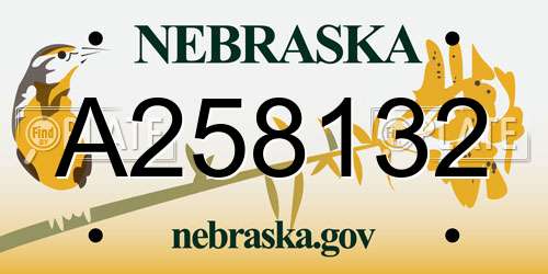 A258132 Nebraska License Plate