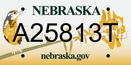 A25813T Nebraska License Plate